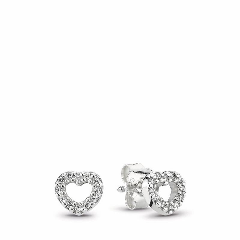 Pandora Be My Valentine Heart Stud Earrings - Sterling Silver/Cubic Zirconia/Enamel - Canada | MQ209